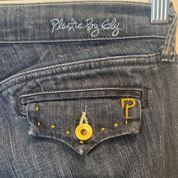 Vtg Plastic By GLY Dark Wash Low Rise Ultra Flare Jeans - Made in USA Y2K - Picture 4 of 6